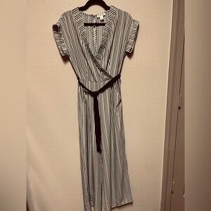 Monteau Navy and White Striped jumpsuit